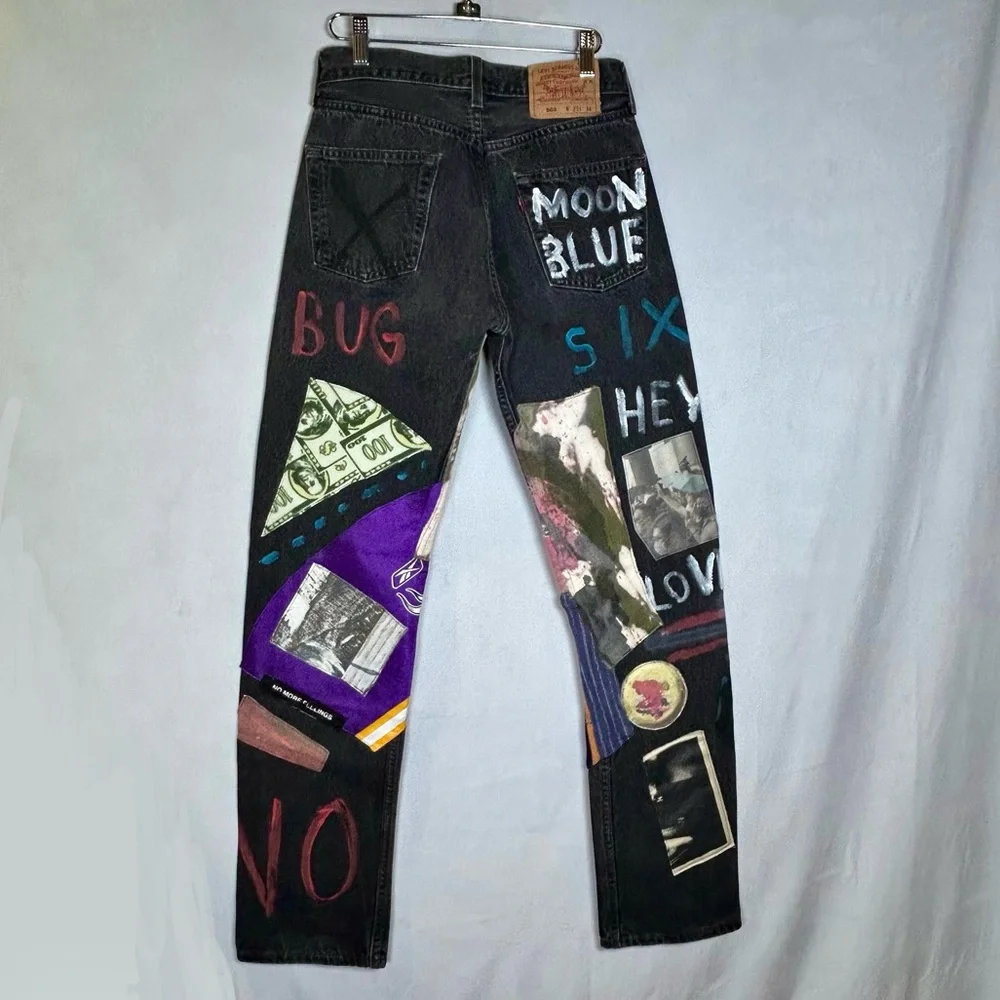 Guernika Levi’s 501 Hand-Painted Jeans Reworked Art Denim Collectible 29x34 RARE - Picture 2 of 16